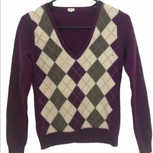 j. crew purple and green argyle sweater